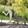 Handmade Wood Dog Decor Sculptures Craft Creative Figurine Ornement Decoration For Bedroom Home Office Decor Gift Natural 210607