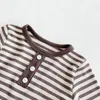 Spring Autumn Infant Baby Boys Girls Stripe Rompers And Hat Clothing Kids Boy Girl Long Sleeve Triangle Clothes 210429