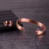 Magnetic Pure Copper Jewelry-Set Regulowany Bransoletka Pierścień Vintage Kwiat Zdrowie Energia Arthrety Projekt biżuterii dla kobiet Men 210720