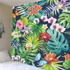 Green Plants Tapestry Tropical Palm Leaves Wall Hanging Large Flower Tapestries Art Wall Cloth Carpet Beach Towel Home Decor 210609