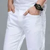 Mode Streetwear Soft White Denim Trousers Män Baggy Jeans Slim Fit Byxor Klassisk Business Arbete Casual och Simple Homme 211111