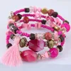 Bossimi Shell Crystal Accessories Mix and Match Multi-Layer Pärled Temperamental Elastic Armband Steel Wire Stone Bangle