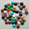 16mm Assorted Natural stone flat base Round cabochon Green Pink Cystal Loose beads for Necklace earrings jewelry & Clothes Accessories making Wholesale