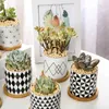 Nordic Ins disegno geometrico ceramica succulente vaso di fiori forniture per la casa fata decorazione del giardino bonsai mini vasi di fiori fioriera Y0910