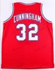 مخصص Retro Billy 32 Cunningham College Cougars Courball Jersey All White White Red Size S-4XL أي رقم اسم رقم جودة قمصان الجودة