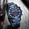 Herenhorloges Quartz 30 M Waterdichte Klok Auto Datum Roestvrijstalen Case Horlogeband Horloges 9153 Blue Timer Bracelet Watch Q0524