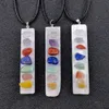 plaster Rectangle Necklace Reiki Healing Cystal Seven Chakra Beads Energy Pendant Charms Necklaces Pendulum Amulet Orgonite Jewelry