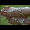 Livraison directe de bijoux 2021 bracelet de cheville en cristal de plage de mode européenne et américaine reliant les orteils bracelets de cheville Ecnnp
