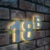 Three Led Apartment Numbers Stainless Steel 3D Lighting For House Door Customized Size Available Other Hardware