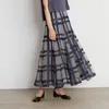Sonbahar Kadınlar Faldas Yüksek Bel Kontrast Renk Orta Buzağı Ekose Dantel Balo Yetenli Etek Japon Kawaii Jupe W220314