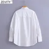 Frühling Frauen Mode Drehen Unten Kragen Weiße Kittel Bluse Büro Damen Breasted Hemden Chic Blusas Tops LS9292 210420