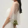 Pearls Beaded Women Wraps Wedding Accessories Bolero Bridal Cloak Pearl Prom Party Evening Cape Shawl short front long back Ladies Cape