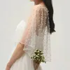 Perle Perline Donna Avvolge Accessori da sposa Bolero Mantello da sposa Perla Prom Party Evening Cape Scialle corto davanti lungo dietro Mantello da donna