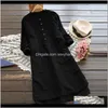 Odzież odzież Drop Dostawa 2021 damska Casual Loose Długi rękaw Sukienka Kafan Tunika Cygańskie Sukienki etniczne Vestidos Plus Size 3XL Gljt6