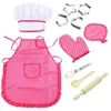 Aprons Pretended Play Toys 11pcs Children Toddler Kids Durable Cooking Baking Kitchenware Sets Cake Kid Kitchen