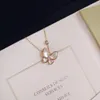 S925 Fashion 4Four Leaf Clover Necklace Female Summer Rose Gold Butterfly Pendant CLAVICLE CHAIN4152724