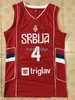 4 MILOS TEODOSIC Team Sérvia Basquete Jersey costurada personalizada qualquer número e nome Jerseys