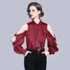 Moda camisa na moda manga comprida strapless womens blusa verão outono nova camisa boutique senhora camisa