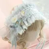 Masques de fête Super Fée Fabriqué à la main Gris Bleu Lolita Dentelle Bande de cheveux Thé Fleur Magnifique Cosplay Bowknot Bandeau Coiffure Accessoires