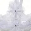 Rzemiosło Biały Pearl Rhinestone Big Bow Kwiat Kosz Kosz Materiały Ślubne Kwiat Dziewczyna Kosz Wedding Bride Portable Flower Basket