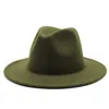 Fedoras Big Brim Hats For Women British Style Vintage Church Hats Lady Flat Brim jazz cap Autumn Winter Womens Felt Hat