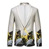 Men's Suits & Blazers 2021 Men Slim Business Social Casual Suit Jacket Unique Printing Wedding Groom Dress Coat Streetwear Clothing