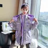 Fashion Brand Shiny Girls Light-Reflecting Jacket Winter Hoodies Letter Print Children's Clothing High Quality Outerwear 4-14Yrs 211027