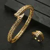 Luxury Trendy GEOMETRIC Saudi Arabia Bangle Ring Jewelry Sets For Women Wedding Engagement Brincos Para as Mulheres fv00520 H1022