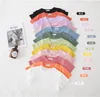 Kids T-shirts Clothing Candy Color Short Sleeve Casual Tops Tees Children Solid Backing Shirt Summer Boys Girls Fashion Tee M3871