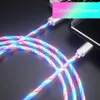 Cavo di ricarica per telefono da 1 M Cavo di luce che scorre Filo a LED per Samsung Android Micro USB Tipo C Caricatore rapido illuminato Nuovo di alta qualità