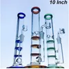 Pipa ad acqua colorata Narghilè Bong inebriante Beaker Triplo nido d'ape 10 pollici Oil Dab Rigs 14mm Giunto femmina Spessore 4mm Bocchino per camera in vetro colorato con ciotola WP525