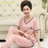 Pajamas комплект большой размер хлопчатобумажные для женщины 3xL 4xL до 100 кг могут носить летнюю лаундж берущий розовый V шеи женские 210830