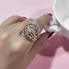 SINLEERY Fashion Multi Circles Twisted Wide Rings Rose Gold Silver Color Mirco Paved Clear CZ Stone Women Jewelry Anel JZ016 SSB X0715