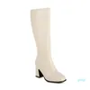 Laarzen Handgemaakte 8cm Chunky Hak Half Patent Lederen Vijf Kleuren Party Prom Mid-Calf Avond Mode Winter Schoenen