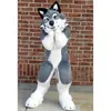 Halloween Gray Husky Fox Dog Mascot Costume Top Quality Cartoon Theme Character Carnival Unisex vuxna storlek Jul födelsedagsfest fancy outfit