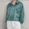 Léopard vert glace soie hommes chemises en vrac Jacquard mode d'été 2021 robe de soirée en satin surdimensionné vêtements de créateur décontractés pour hommes