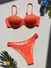 Damskie stroje kąpielowe dla kobiet pomarańczowe żebrowane zbiór zestawu kąpielowego dla kobiet seksowne push up Brazylian Bikini Summer Beach Bating Backing Backing