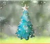 Adesivi per finestre di Natale Ornamenti di albero di Natale smeraldo Autoadesivo Carta da parati PVC Decorazione in vetro forniture 4pcs