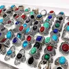 MIXMAX 20pcs/lot nature stone Tibetan Silver men vintage alloy couple anillo hombre jewelry rings women whole lots