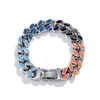 Link, Kette Männer Schmuck Armband Regenbogen Farbe Iced Out Edelstahl Mode Trend Luxus Farbverlauf Kubanischen Hip Hop Hand Handgelenk armreif Geschenk