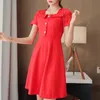 Dresses For Women Short Sleeve Woman Dress Vestido De Mujer Square Collar Black Red Chiffon Dress Women Vestidos D625 210602