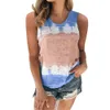 Verano Tie Dye chaleco Tops moda mujer cuello redondo camisetas sin mangas Casual suelto impreso deportes tanque de talla grande 5XL 210526