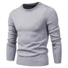 4xl män höst casual solid tjock ull bomull tröja pullovers män outfit mode slim passform o-neck pullover tröja män 210809