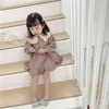 Primavera Outono Crianças Roupas Bonito Dress Miúdos Crianças Meninas de Manga Longa Princesa Lapela Criança 211231