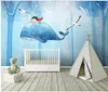 Custom photo wallpapers for walls 3d murals wallpaper Modern hand drawn boy fish forest cute cartoon children room mural background wall papers