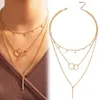 Chokers vintage flerskikt clavicle chain coin tofsels hänge personlighet halsband choker stjärna smycken kvinnor halsband krage gåva