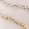 Hårklämmor Barrettes Eleganta brudtillbehör lämnar Rhinestone Crystal pannband Kvinnor Brudhuvudkedjan Kronhuvudstycke Huvudbonad juvelr