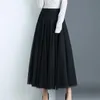 Womens Black Gray White Adult Tulle Skirt Female Elastic High Waist Long Pleated Elegant Ladies Summer Clothes Tutu 210421