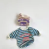 Sonbahar Bebek Bodysuits Uzun Kollu Rahat Bebek Giyim Mektup Baskı Bebek Erkek Tulumlar Çizgili Kız Onesie 210413