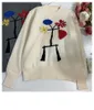 H.SA зимняя негабаритная джампер зимняя одежда Oneck ретро винтажный цветочный жаккардовый бежевый свитер тянуть перемычки 210716